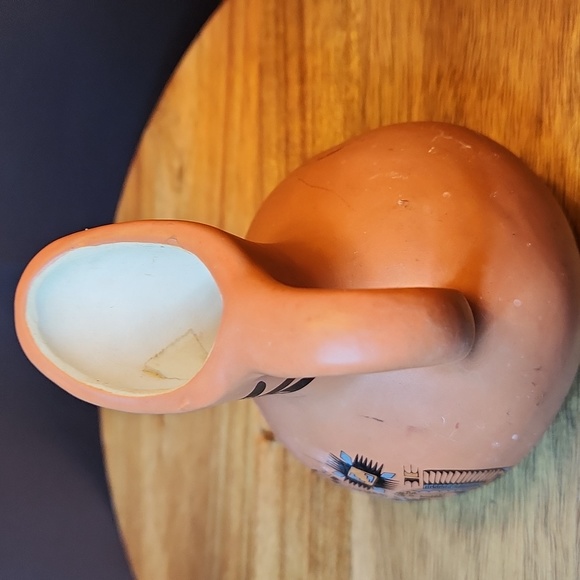 5in Vintage from the 90s Pottery Pitcher Aztec Southwest Pottery Jug Vessel - Picture 4 of 6